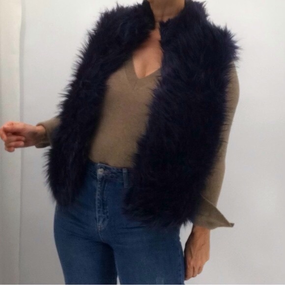 Ci Sono Retro 70’s Faux Fur Penny Lane Ombre Cozy Plush Vest Jacket - Picture 16 of 16